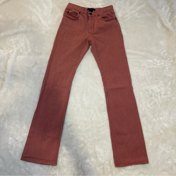 The Limited Vintage Pinstripe Red Straight Leg Jeans Size 0 - Picture 3 of 11